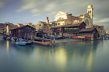 A 17th-century traditional wooden boatyard with gondolas in Squero di San Trovaso, Dorsoduro, Venice, UNESCO World Heritage Site, Veneto, Italy, Europe