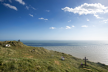 Graves on the cliffs at Beachy Head, South Downs National Park, East Sussex, England, United Kingdom, Europe