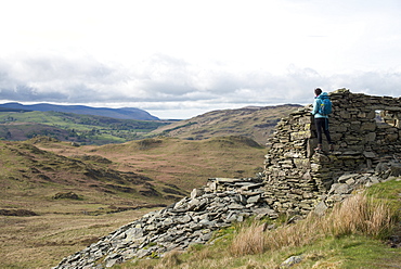 Hiking up Place Fell near Ullswater, Lake District National Park, Cumbria, England, United Kingdom, Europe