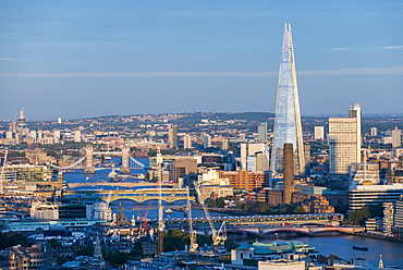 A view of London and the River Thames from the top of Centre Point tower including The Shard, Tate Modern and Tower Bridge, London, England, United Kingdom, Europe