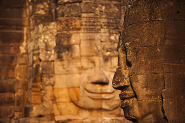 The faces on the Bayon temple at Angkor, UNESCO World Heritage Site, Siem Reap, Cambodia, Indochina, Southeast Asia, Asia