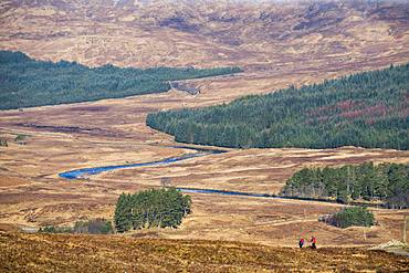 Hiking along The West Highland Way between Bridge of Orchy and Inveroran in the Scottish Highlands, Scotland, United Kingdom, Europe