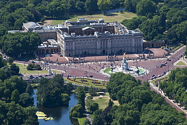 An aerial view of Buckingham Palace, London, England, United Kingdom, Europe