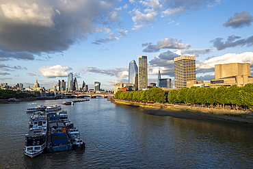 The City of London and Southbank from Waterloo Bridge, London, England, United Kingdom, Europe