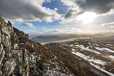 A view across the Cairngorms from the top of Creag Dubh near Newtonmore, Cairngorms National Park, Scotland, United Kingdom, Europe