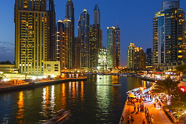 Dubai Marina by night, Dubai, United Arab Emirates, Middle East