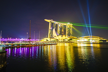 The nightly light and laser show in Marina Bay from the Marina Bay Sands, Singapore, Southeast Asia, Asia