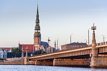 Sunset view from Daugava River, Riga, Latvia, Europe