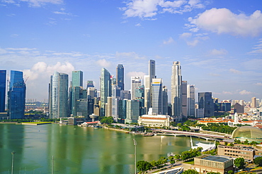 The towers of the Central Business District and Marina Bay in the early morning, Singapore, Southeast Asia, Asia