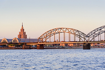 Sunset view from Daugava River, Riga, Latvia, Europe