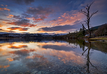 Sunset over Ben Lomond and Loch Ard, Aberfoyle, Scotland, United Kingdom, Europe