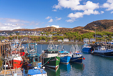 Fishing and pleasure boats moored in Mallaig harbour, Highlands, Scotland, United Kingdom, Europe