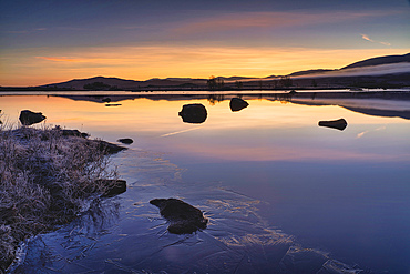 Sunrise over Rannoch Moor in winter, Scotland, United Kingdom, Europe