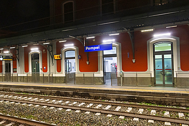 A platform at Pompeii train station. Italy, Europe.