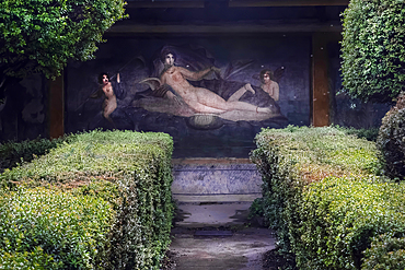 Wall murals in the archeological ruins of Pompeii. A UNESCO World Heritage site. Italy, Europe.