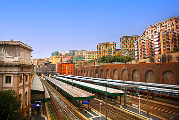 A view of Genoa railway station, Genoa, Liguria, Italy, Europe