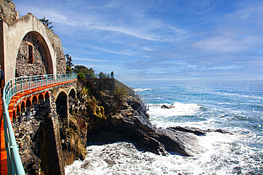 Coastal path in Nervi, a former fishing village on the Riviera di Levante, now a seaside resort, Nervi, Liguria, Italy, Europe