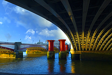 The underside of Blackfriars Bridge on the South Bank of the River Thames, London, England, United Kingdom, Europe