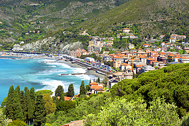 A view of the seasiide town of Levanto, Liguria, Italy, Europe