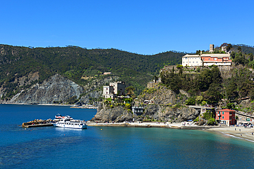 A view of the coastline at Monterosso al Mare, a town on the Cinque Terre, UNESCO World Heritage Site, Liguria, Italy, Europe