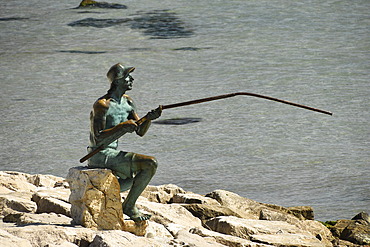 Sculpture of a fisherman, Durres, Albania, Europe