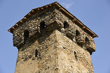 Traditional medieval Svaneti tower, UNESCO World Heritage Site, Mestia village, Svaneti region, Caucasus, Georgia, Central Asia, Asia