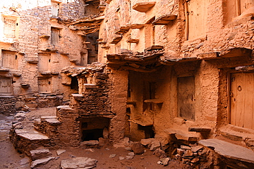 Agadir Tasguent, fortified collective granary located above the Moroccan village of Amzrou, Anti-Atlas, Morocco, North Africa, Africa