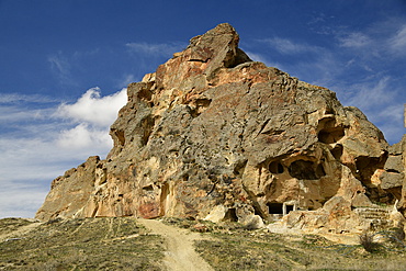 Ancient rock cut settlement, Cappadocia, Anatolia, Turkey, Asia Minor, Asia