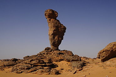 Finger of Allah rock formation in Akakus Mountains, Libya, North Africa, Africa