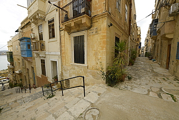 Corner with stairs, La Valetta, Malta, Mediterranean, Europe