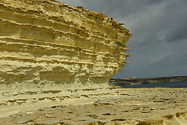 Limestone rock formations at St. Peter's Pool near Marsaxlokk, Malta, Mediterranean, Europe