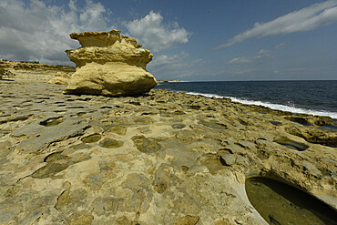 Rock formations at St. Peter's Pool near Marsaxlokk, Malta, Mediterranean, Europe