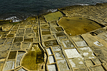 Salt pans in Marsaskala, Malta, Mediterranean, Europe