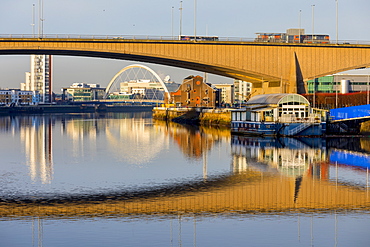 Kingston and Clyde Arc Bridges, River Clyde, Glasgow, Scotland, United Kingdom, Europe