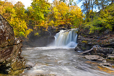 Waterfall, Falls of Falloch, River Falloch, Glen Falloch, Stirlingshire, Scotland, United Kingdom, Europe