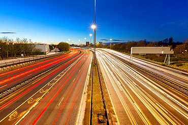 M8 motorway trail lights, Glasgow, Scotland, United Kingdom, Europe