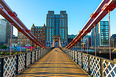 South Portland Street Suspension Bridge, River Clyde, Glasgow, Scotland, United Kindom, Europe