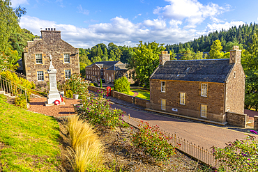 Robert Owen's house and War Memorial, New Lanark, UNESCO World Heritage Site, Lanarkshire, Scotland, United Kingdom, Europe