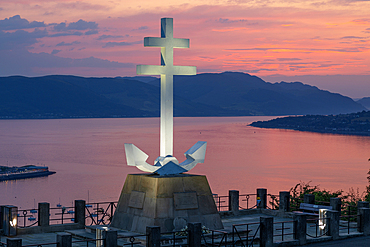 Free French Memorial Cross, Lyle Hill, Greenock, Firth of Clyde, Inverclyde, Scotland, United Kingdom, Europe