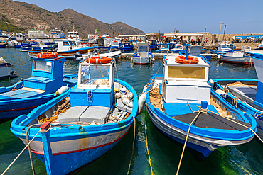 Fishing boats, Favignana, Aegadian Islands, province of Trapani, Sicily, Italy, Mediterranean, Europe