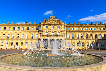 New Palace (Neues Schloss), fountain, Stuttgart, Baden-Wurttemberg state, Germany, Europe