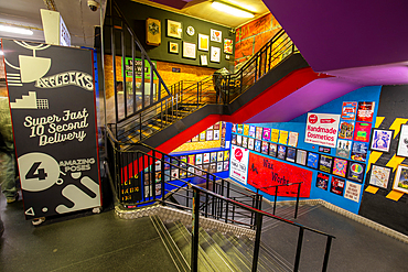 Afflecks, Shopping Emporium, interior view of stairs, Northern Quarter, Manchester, England, United Kingdom, Europe