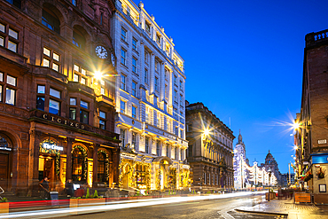 St. Vincent Street at dusk, Glasgow, Scotland, United Kingdom, Europe