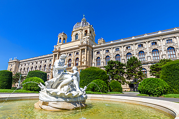 Sculpted fountain in front of Naturhistorisches Museum, Natural History Museum, Museum Quarter, Vienna, Austria, Europe