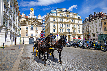 Horse and carriage (fiaker), Am Hof square, Vienna, Austria, Europe