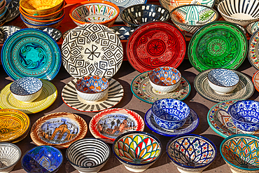 Dishes at gift store, Medina, Marrakesh, (Marrakech), Morocco, North Africa, Africa