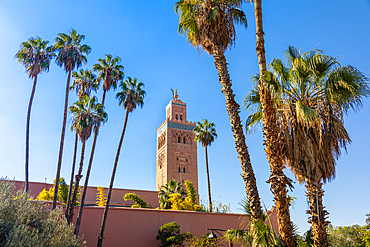 Minaret of Koutoubia Mosque, (Kutubiyya Mosque), Unesco World Heritage Site, Marrakesh, (Marrakech), Morocco, North Africa, Africa