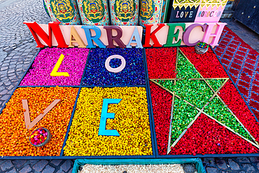 Multicoloured spices and herbs display, Marrakesh, (Marrakech), Morocco, North Africa, Africa