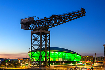 Finnieston Crane, The OVO Hydro, River Clyde, Glasgow, Scotland, United Kingdom, Europe