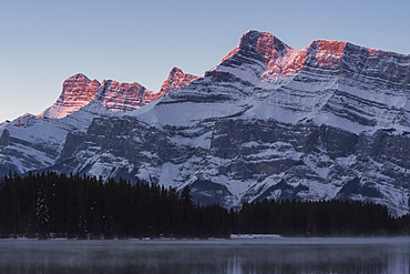 Two Jack Lake sunrise with Mount Rundle, Banff National Park, UNESCO World Heritage Site, Alberta, Canadian Rockies, Canada, North America